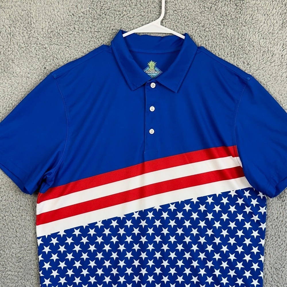 Chubbies Shirt Golf Polo Mens Medium Blue America USA Freedom Short Sleeve Rugby